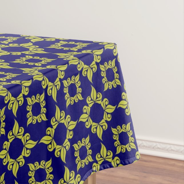 Luxury Mediterranean Tile Pattern Blue Yellow Tablecloth (In Situ)
