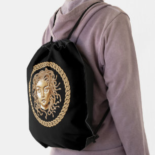 luxury Medusa Gold  Drawstring Bag