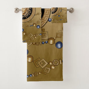 Luxury Medusa Gold & Pearls Chains Bath Towel Set