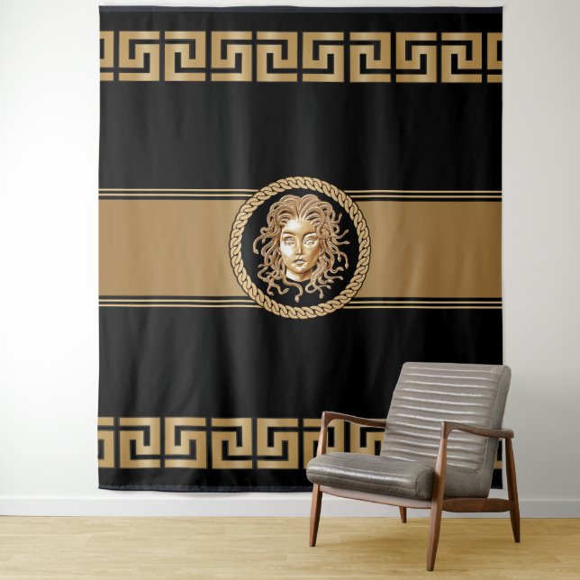 Luxury Medusa Gold Tapestry (In Situ)