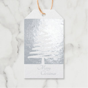 LUXURY MERRY CHRISTMAS CUSTOM XMAS TREE SILVER FOIL GIFT TAGS