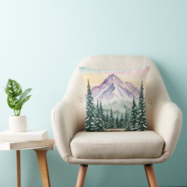 Luxury Merry Christmas pine trees Rainbow Holiday Throw Pillow (Chair)