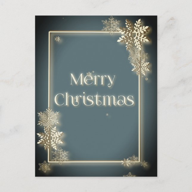 Luxury Merry Christmas with snow crystals Postcard (Front)