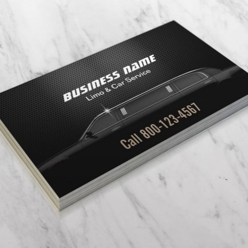 Luxury Metal Background Limo  Car Service Business Card