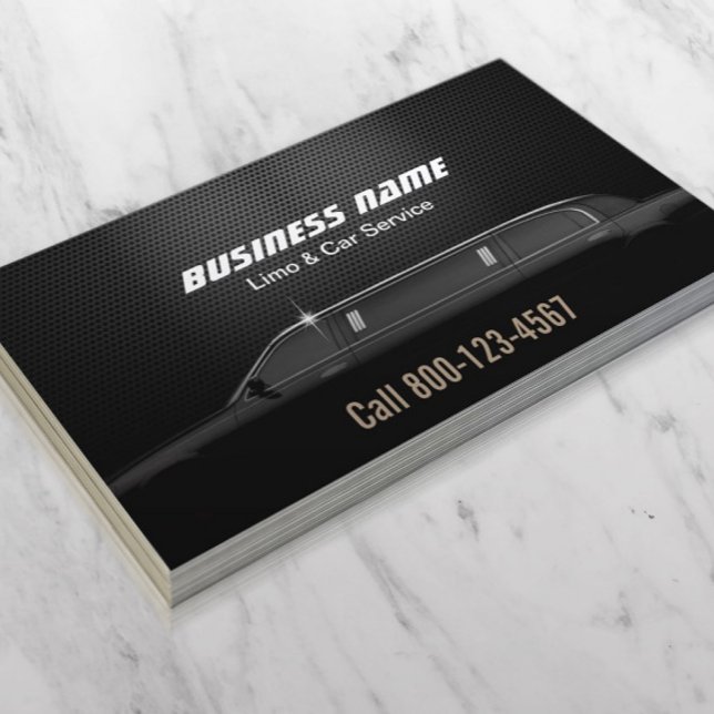Luxury Metal Background Limo & Car Service Business Card (Creator Uploaded)