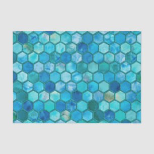 Luxury Metal Foil Glitter Aqua blue honeycomb Tissue Paper