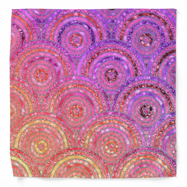 Luxury Metal Foil Glitter Pink Gold Dots Circles Bandana (Front)