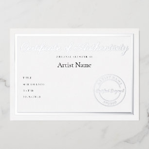 Luxury Metallic Certificate of Authenticity Art Foil Invitation