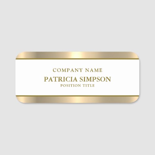 Luxury Metallic Gold And White Your Unique Style Name Tag