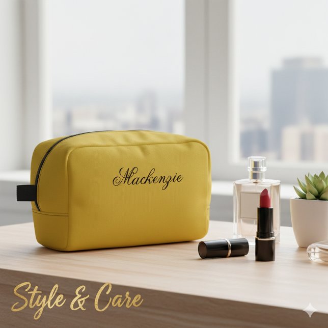 Luxury Metallic Gold Custom Name Toiletry Dopp Kit (Luxury Metallic Gold Custom Name Toiletry Dopp Kit Bag)
