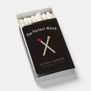 Luxury Midnight Black Gold Burgundy Heart Wedding Matchboxes