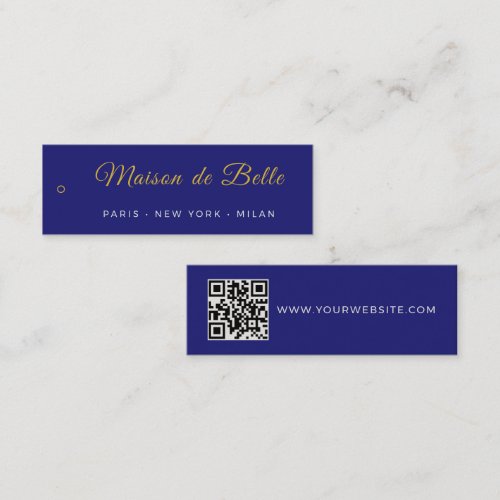 Luxury Midnight Blue Gold Script Paris Skinny Tag