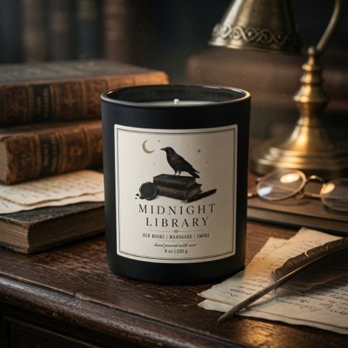 Luxury Midnight Library Candle Dark  Academia Square Sticker