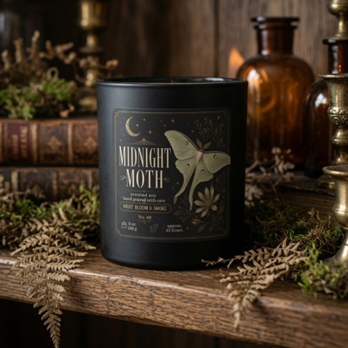 Luxury Midnight Moth Botanical Candle Square Sticker