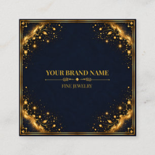 Luxury Midnight Navy Gold Square Ring Display Card