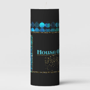 Luxury Midnight Teal Black Confetti Pillar Candle