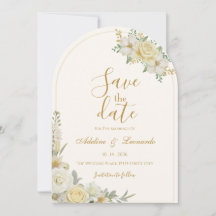 Luxury Minimal Arch Save The Date | Elegant Ivory