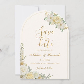 Luxury Minimal Arch Save The Date | Elegant Ivory