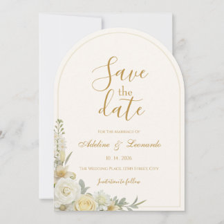 Luxury Minimal Arch Save The Date | Elegant Ivory