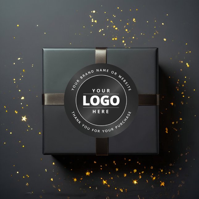 Luxury Minimal Black Logo Business Packaging Classic Round Sticker (Creator Uploaded)