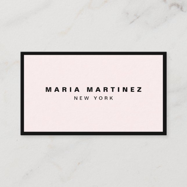 Luxury Minimal Black/Pastel Pink Business Card (Front)