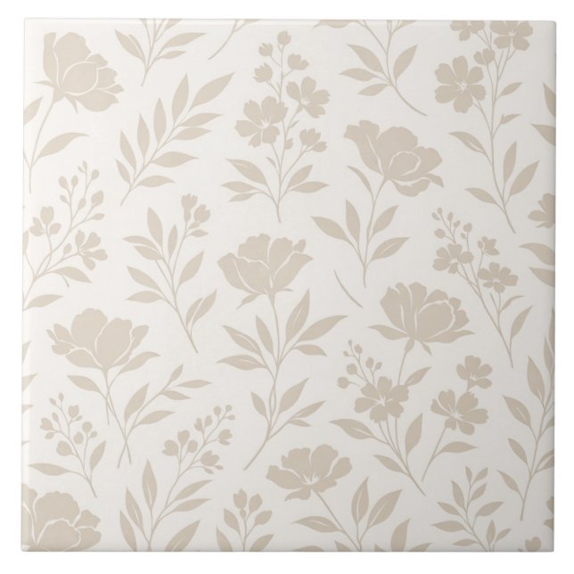 Luxury Minimal Botanical Pattern Ceramic Tile (Front)