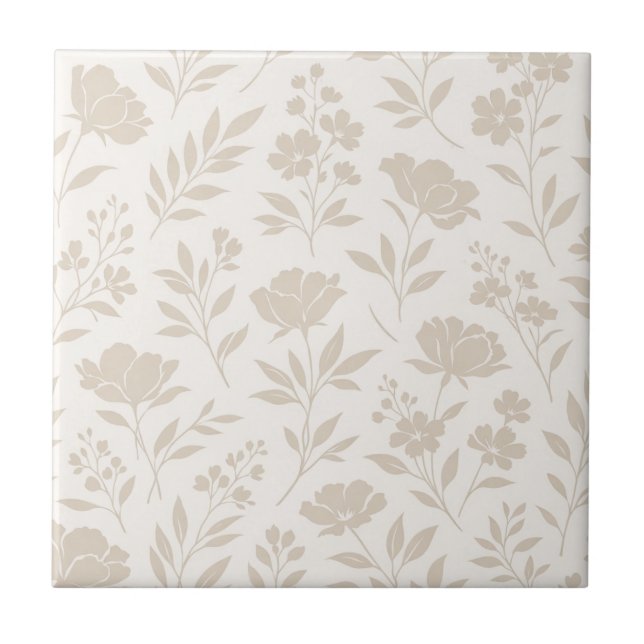 Luxury Minimal Botanical Pattern Ceramic Tile (Front)