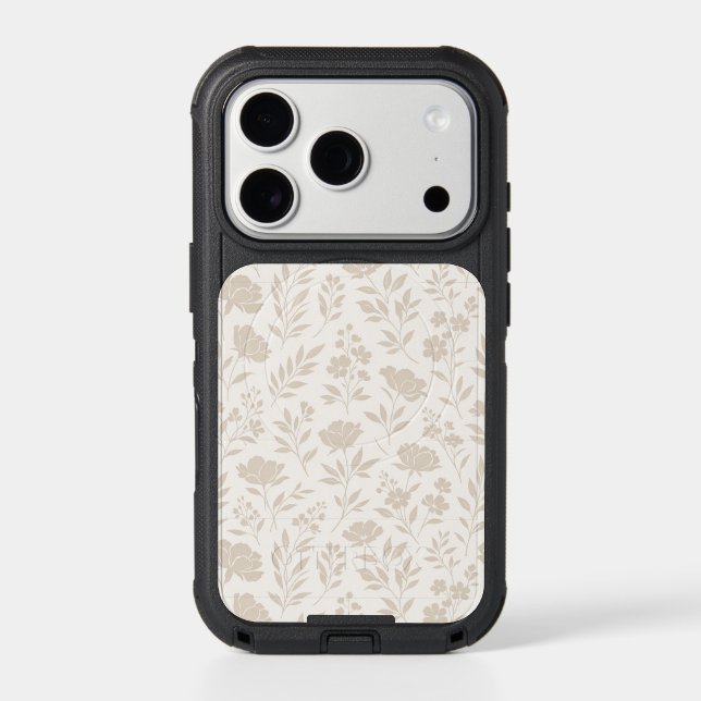 Luxury Minimal Botanical Pattern Otterbox iPhone Case (Back)