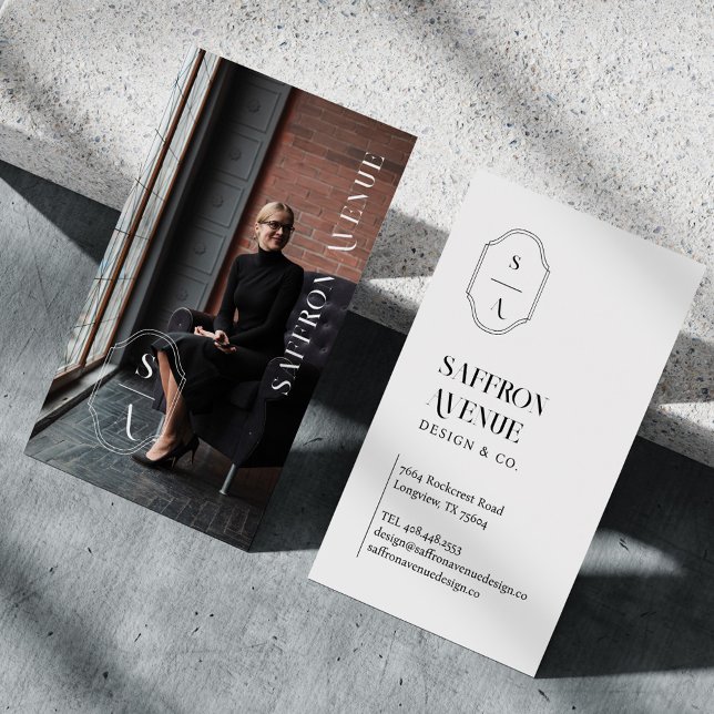 Luxury Minimal Elegant Monogram Professional Photo Business Card (Creator Uploaded)