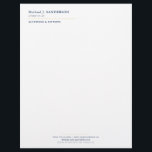 Luxury minimal elegant navy gold attorney letterhead<br><div class="desc">Elegant minimalist upscale attorney letterhead template designed in a clean, name-first layout with subtle navy and gold accents. Created for lawyers and law firms who prefer refined, professional branding with a luxury minimal aesthetic. Fully customizable and editable — personalize attorney name, firm name, title, phone number, email, website, and office...</div>