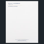 Luxury minimal elegant navy gold attorney letterhead<br><div class="desc">Elegant minimalist upscale attorney letterhead template designed in a clean, name-first layout with subtle navy and gold accents. Created for lawyers and law firms who prefer refined, professional branding with a luxury minimal aesthetic. Fully customizable and editable — personalize attorney name, firm name, title, phone number, email, website, and office...</div>