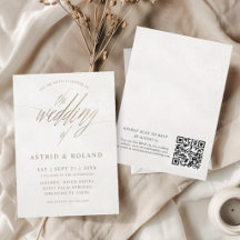 Luxury Minimal Gold & Beige QR Code Wedding