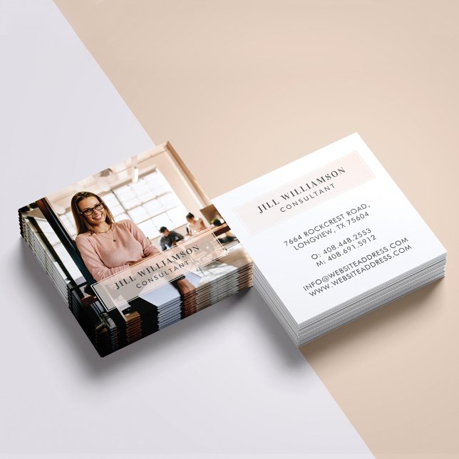 Luxury Minimal Modern Simple Professional Photo Square Business Card (Creator Uploaded)