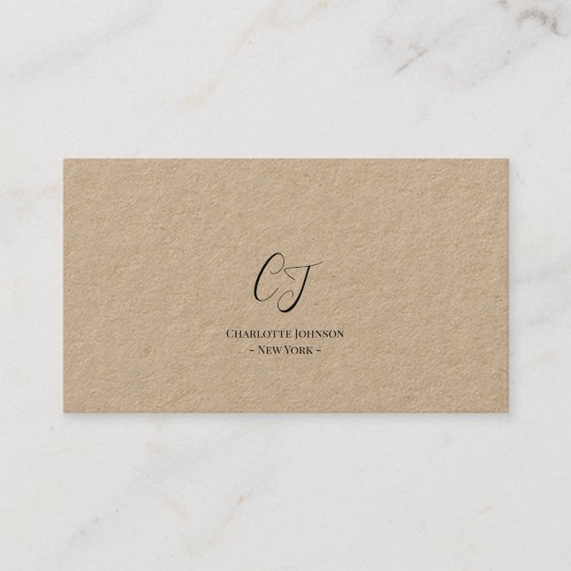 Luxury Minimal Monogram Black Ivory Chic Stylish Business Card (Front)