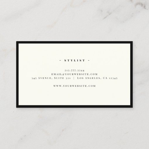 Luxury Minimal Monogram Black Ivory Chic Stylish Business Card | Zazzle