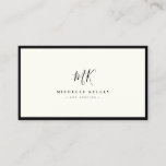 Luxury Minimal Monogram Black Ivory Chic Stylish Business Card<br><div class="desc">Chic and stylish,  this modern monogram business card in ivory and black is a sophisticated minimalist design that combines your monogram in a hand lettered script along elegant serif typography. The thin black frame highlights the classic,  timeless feel of this layout.</div>