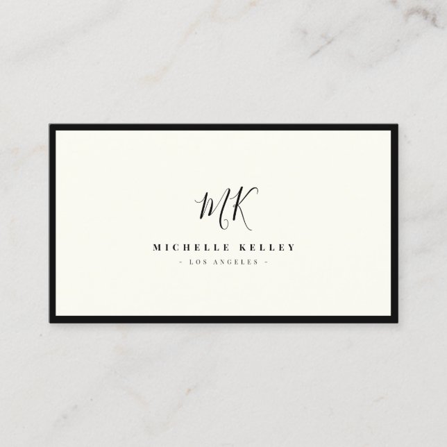 Luxury Minimal Monogram Black Ivory Chic Stylish Business