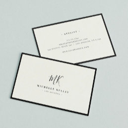 Luxury Minimal Monogram Black Ivory Chic Stylish Business Card