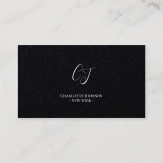 Luxury Minimal Monogram Black Ivory Chic Stylish Business Card