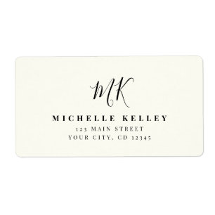 Luxury Minimal Monogram Black Ivory Chic Stylish Label