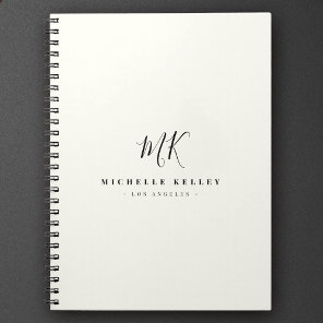 Luxury Minimal Monogram Black Ivory Chic Stylish Notebook