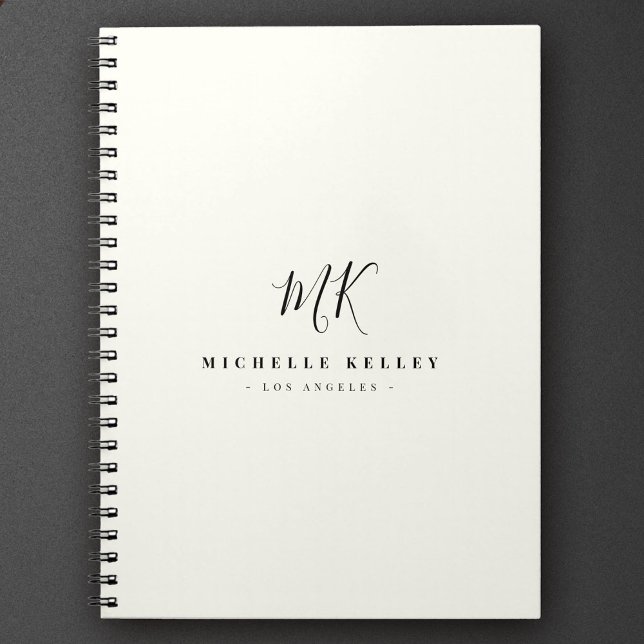 Luxury Minimal Monogram Black Ivory Chic Stylish Notebook (Creator Uploaded)