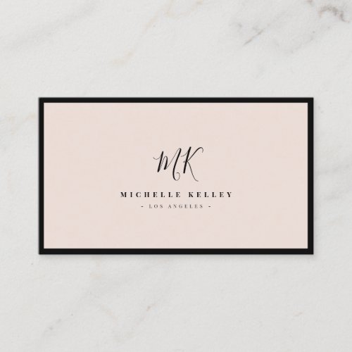 Luxury Minimal Monogram Blush Pink Chic Stylish Business Card