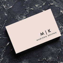 Luxury Minimal Monogram Blush Pink Chic Stylish Business Card