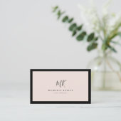Luxury Minimal Monogram Blush Pink Chic Stylish Business Card (Standing Front)