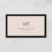 Luxury Minimal Monogram Blush Pink Chic Stylish Business Card (Front)