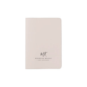 Luxury Minimal Monogram Blush Pink Chic Stylish Passport Holder