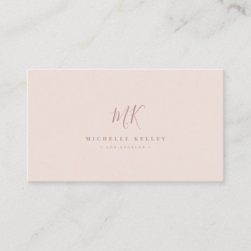 Luxury Minimal Monogram Blush Pink Rose Chic Business Card