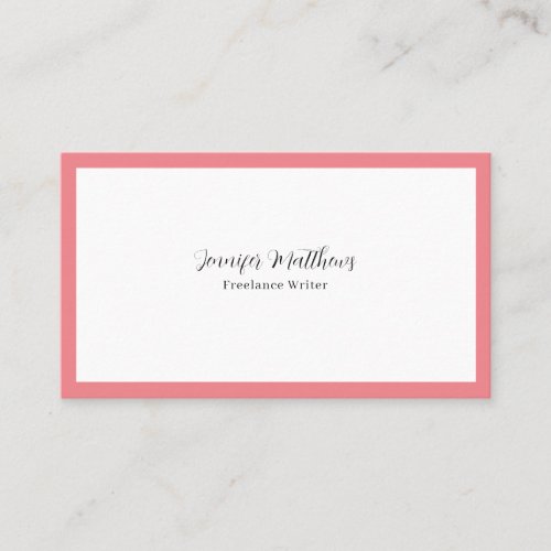 Luxury Minimal Monogram pink frame  Business Card