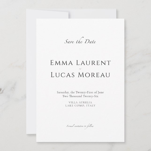 Luxury Minimal Save the Date Elegant Wedding (Front)
